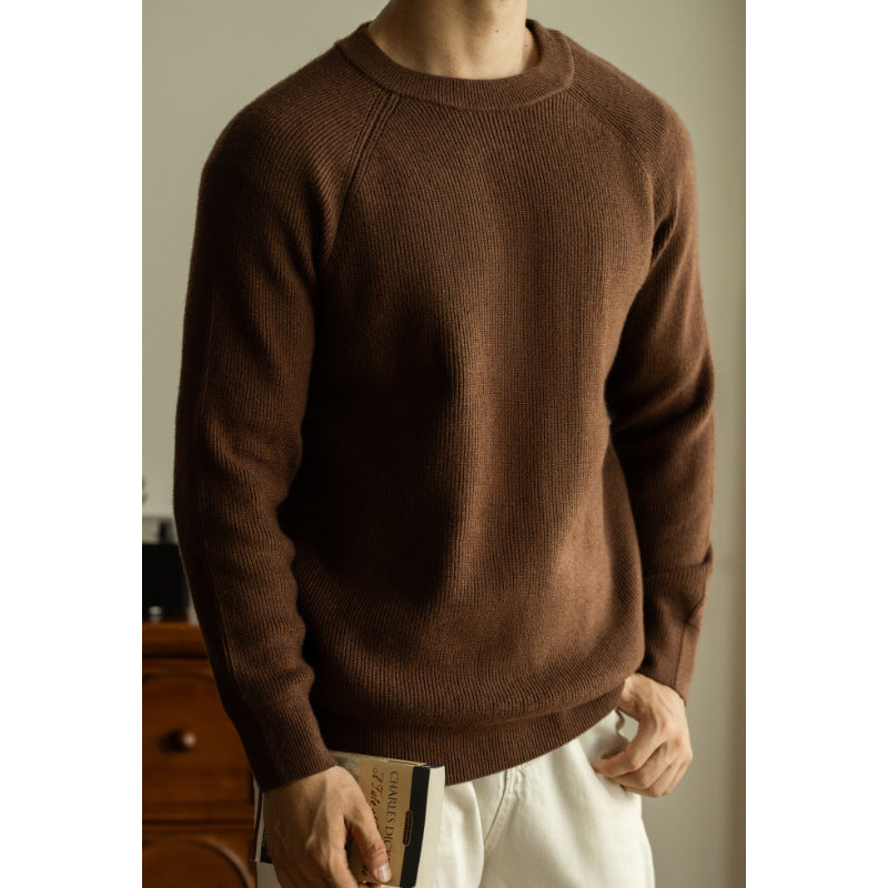 heavy-knit crew neck sweater