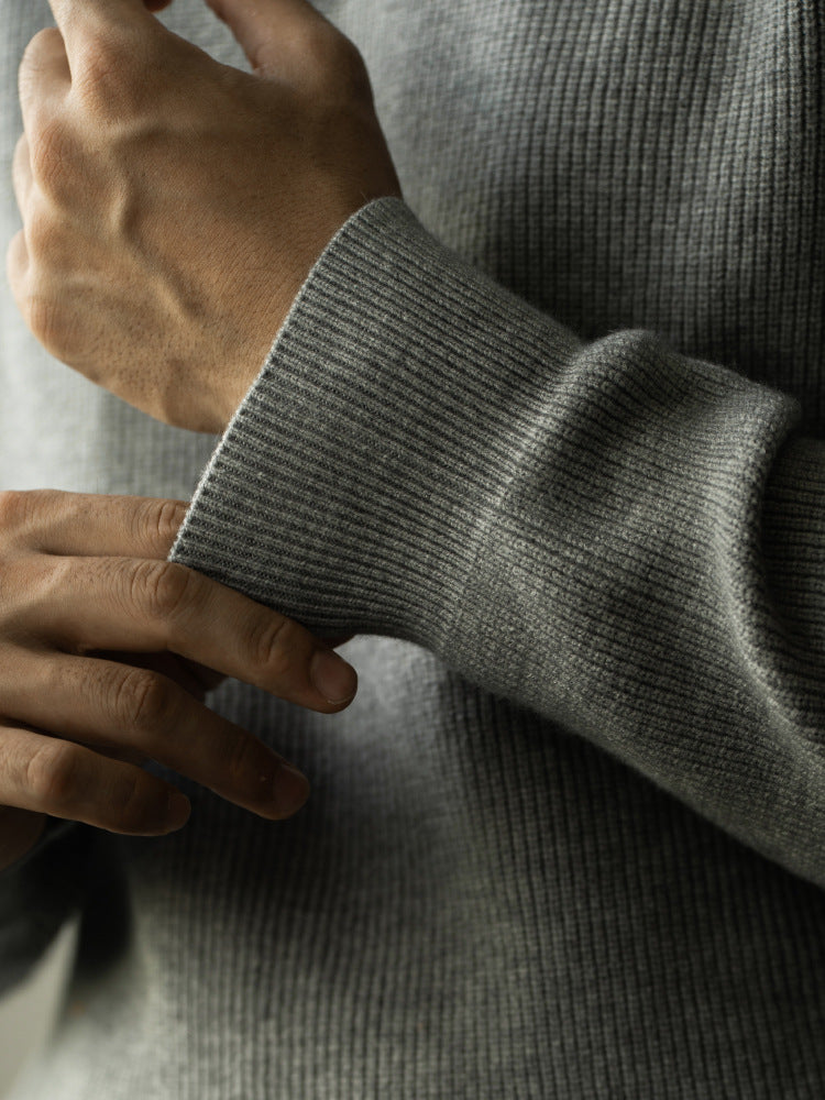 heavy-knit crew neck sweater