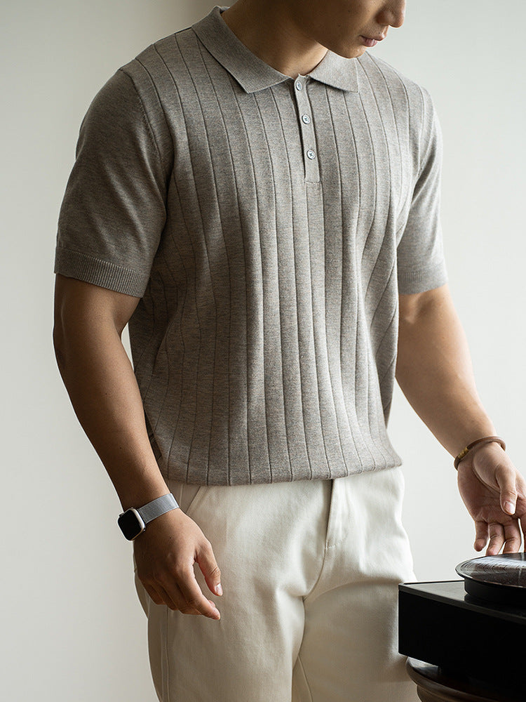 wool short-sleeve polo shirt