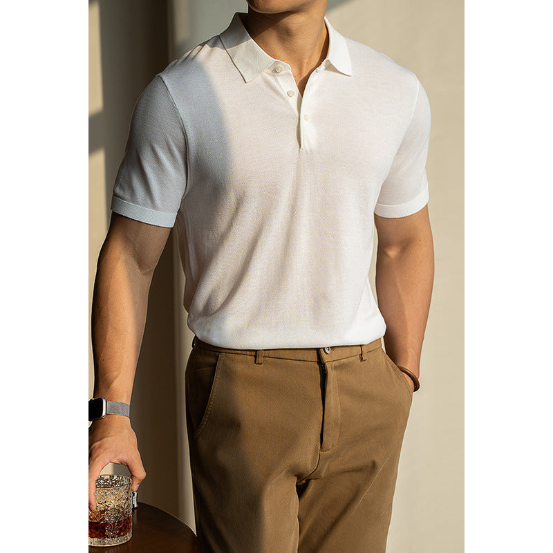 turn-down collar short-sleeve polo shirt