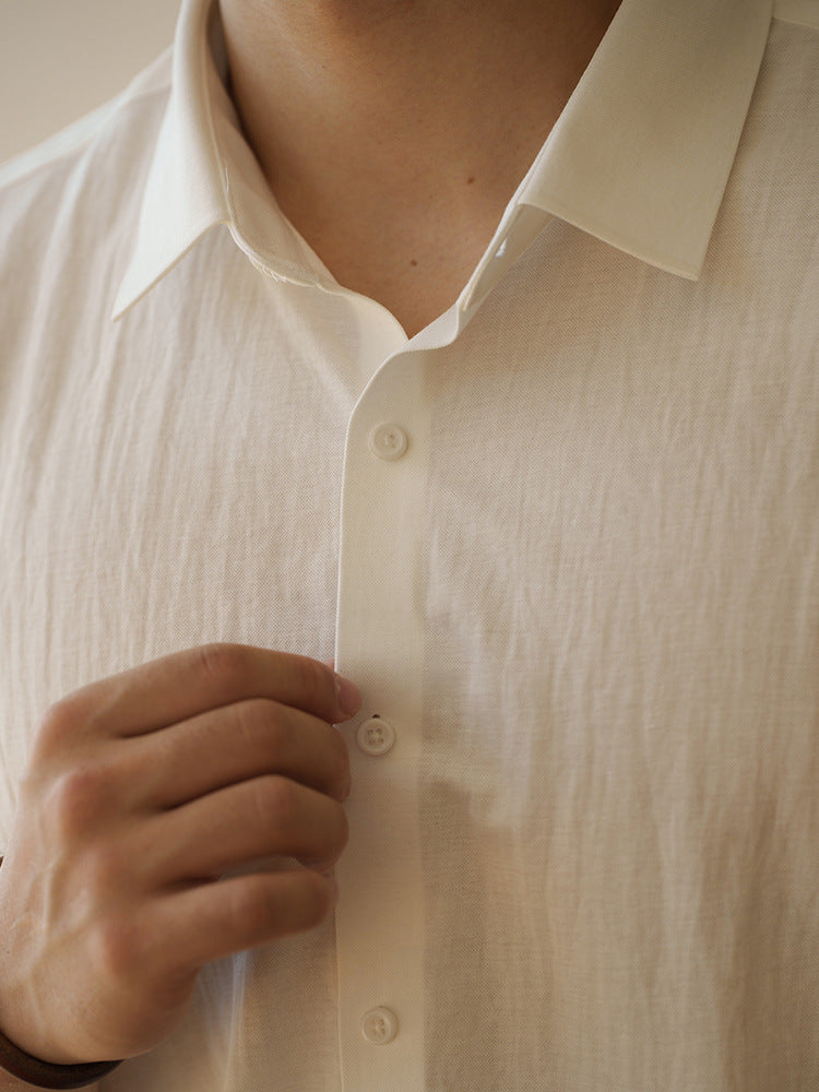 <font dir="auto" style="vertical-align: inherit;"><font dir="auto" style="vertical-align: inherit;">Men's cotton-linen blend seamless silky short-sleeved shirt, 2025 summer style, sweat-wicking, breathable, versatile new shirt.</font></font>