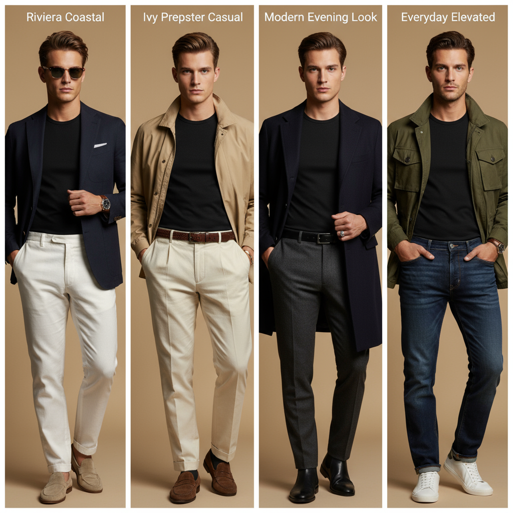 4 black, carbon, navy & white