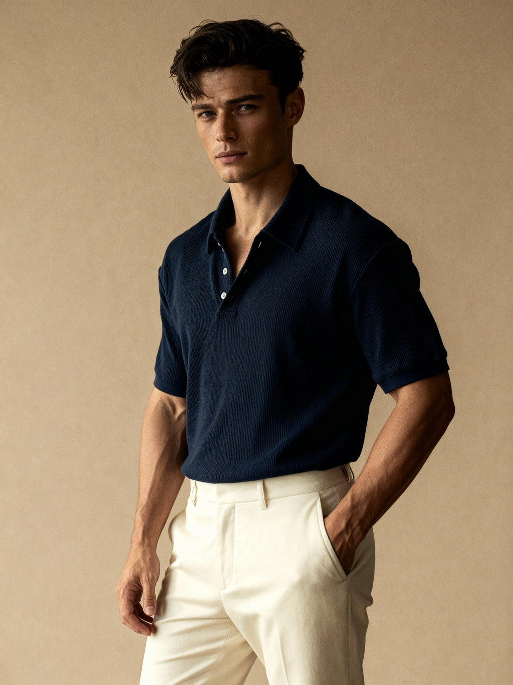 The Riviera Waffle Polo T-shirt